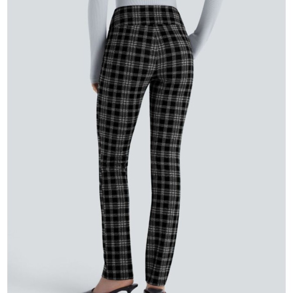 Halara Black Houndstooth Plaid Stretchy Pull On Faux Button Skinny Pants Size XL